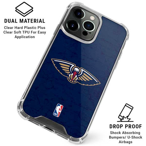 NBA New Orleans Pelicans Distressed iPhone 16 Pro Max Clear Case